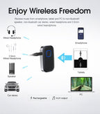 Car Bluetooth Receiver, Noise Cancelling 3.5mm AUX Bluetooth Car Adapter, Wireless Audio Receiver for Home Stereo/Wired Headsets, Hands-Free Calling