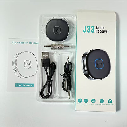Car Bluetooth Receiver, Noise Cancelling 3.5mm AUX Bluetooth Car Adapter, Wireless Audio Receiver for Home Stereo/Wired Headsets, Hands-Free Calling