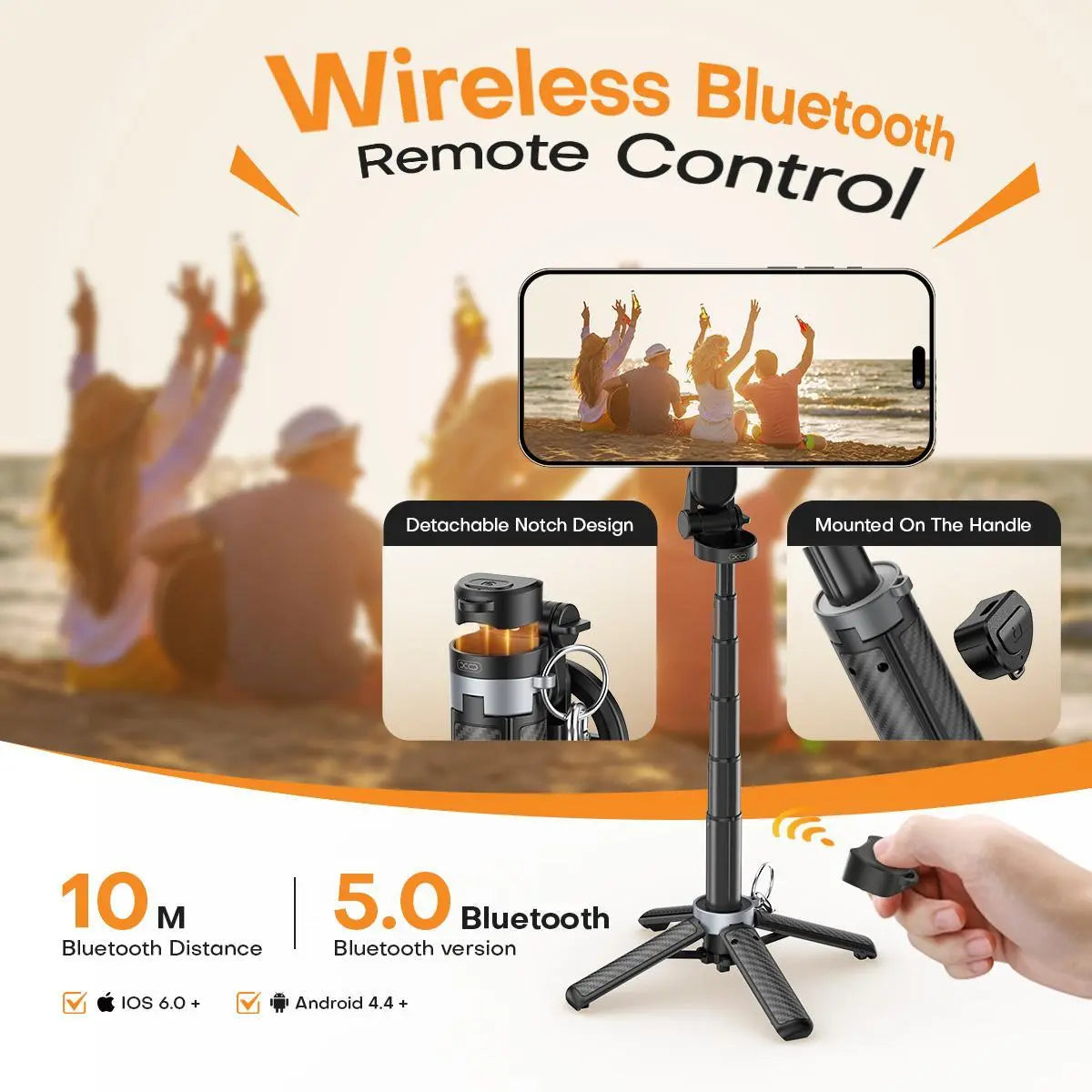 Upgrated 5-in-1 Magnetic Selfie Stick with Remote for Cell Phone 360° Rotation.Can Transforms into Mini Tripod/Camera Grip/Handheld Stabilizer/Phone Stand.Extend to 25 inches