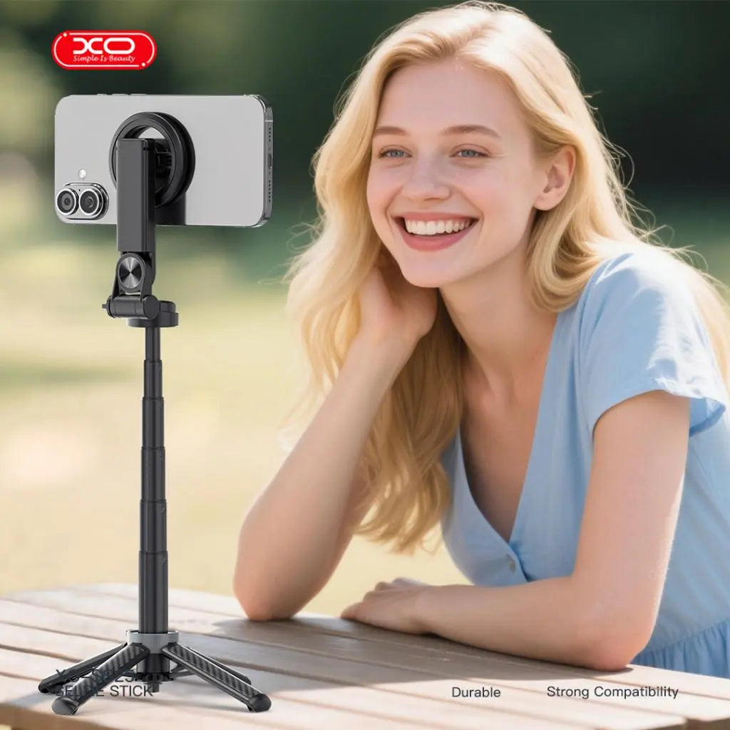 Upgrated 5-in-1 Magnetic Selfie Stick with Remote for Cell Phone 360° Rotation.Can Transforms into Mini Tripod/Camera Grip/Handheld Stabilizer/Phone Stand.Extend to 25 inches