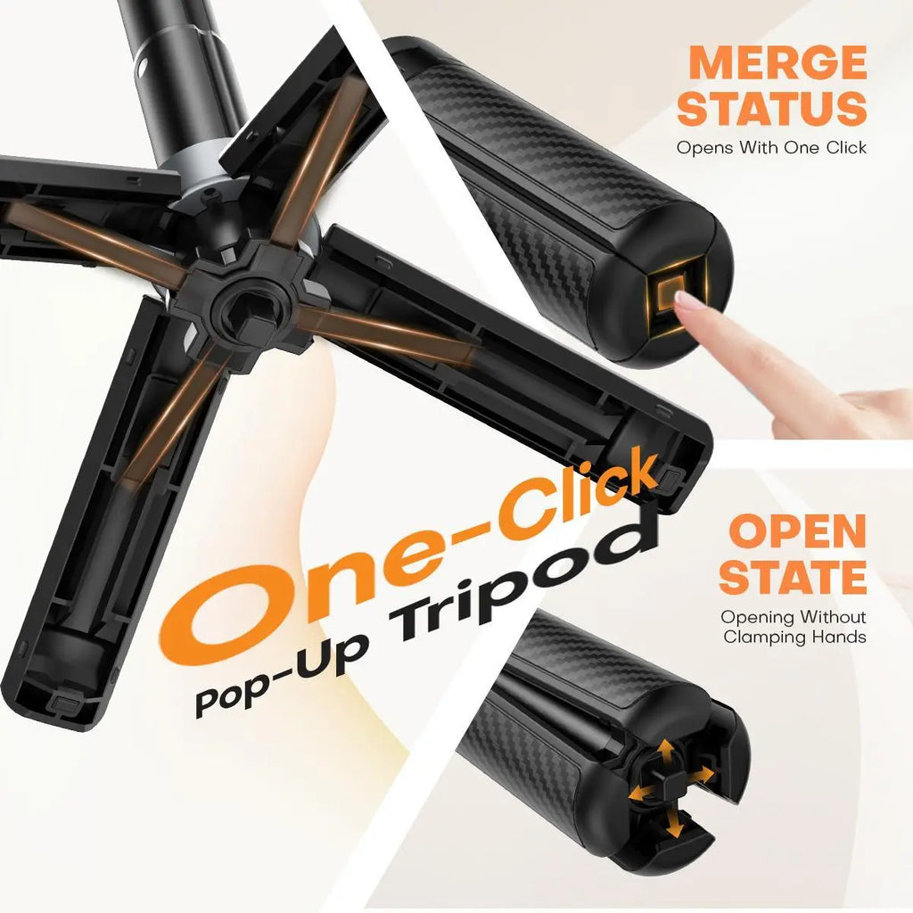 Upgrated 5-in-1 Magnetic Selfie Stick with Remote for Cell Phone 360° Rotation.Can Transforms into Mini Tripod/Camera Grip/Handheld Stabilizer/Phone Stand.Extend to 25 inches