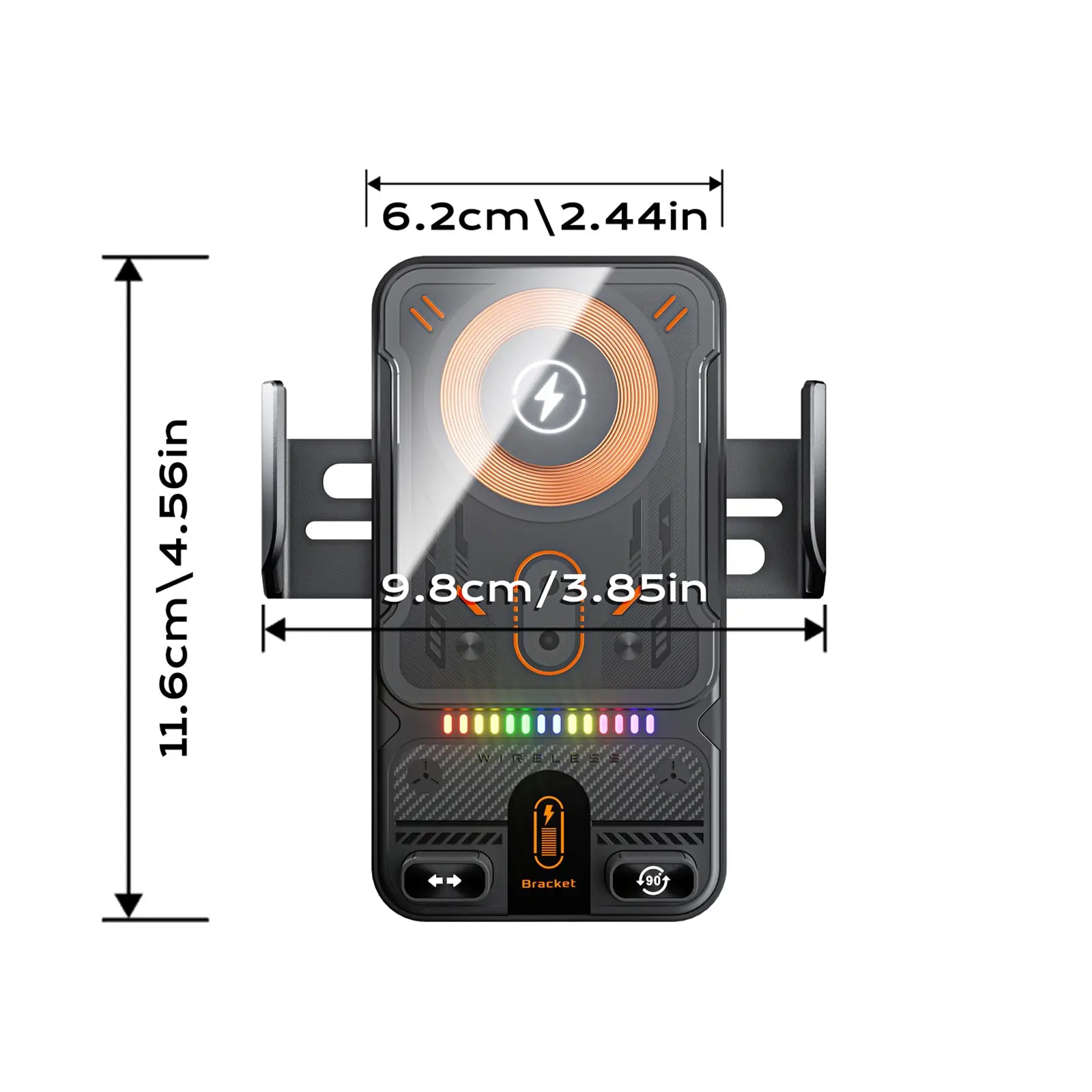 2026 new cool car wireless fast charging holder, intelligent sensor opening and closing, universal mobile phone navigation holder, 90-degree rotation, horizontal and vertical screen use, built-in ambient light, intelligent high-end navigation holder