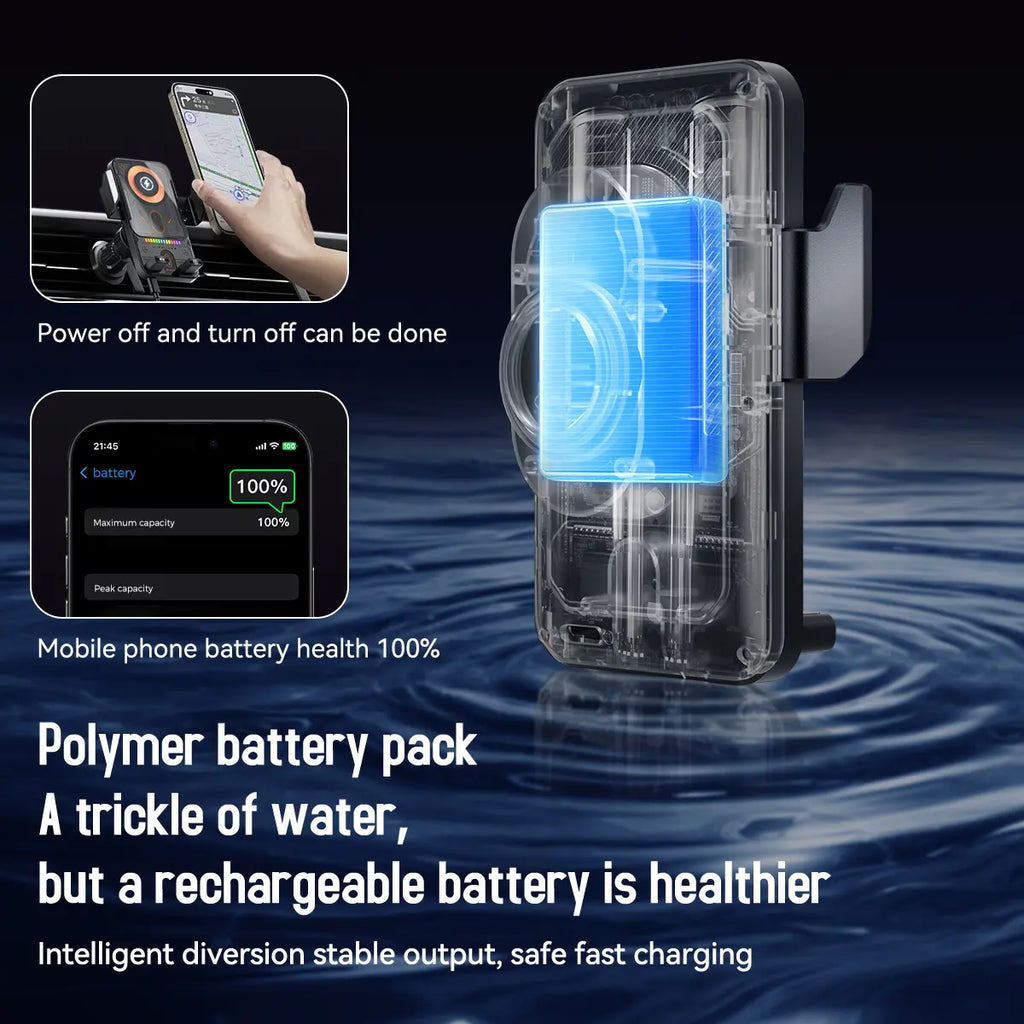 2026 new cool car wireless fast charging holder, intelligent sensor opening and closing, universal mobile phone navigation holder, 90-degree rotation, horizontal and vertical screen use, built-in ambient light, intelligent high-end navigation holder