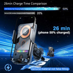 2026 new cool car wireless fast charging holder, intelligent sensor opening and closing, universal mobile phone navigation holder, 90-degree rotation, horizontal and vertical screen use, built-in ambient light, intelligent high-end navigation holder