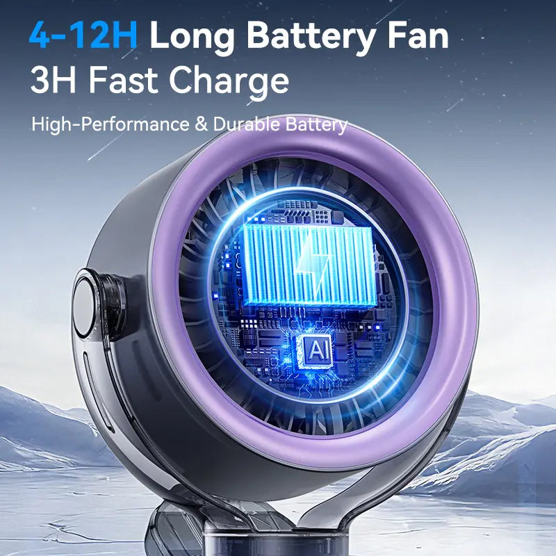 Rechargeable portable clip-on fan - 100-speed touch control, LED display, 360° rotating silent turbine for in-car circulation, suitable for strollers, beds, travel, camping, golf, gym and summer use
