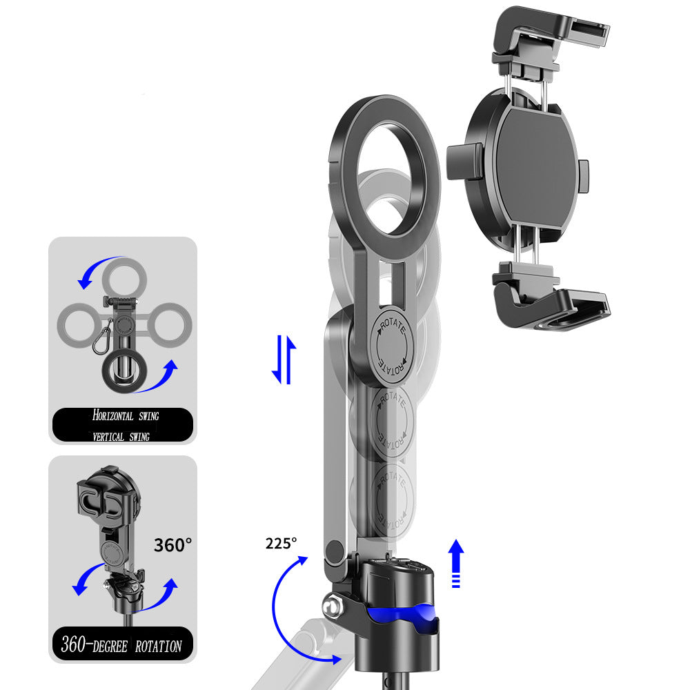 Upgrated 5-in-1 Magnetic Selfie Stick with Remote for Cell Phone 360° Rotation.Can Transforms into Mini Tripod/Camera Grip/Handheld Stabilizer/Phone Stand.Extend to 25 inches