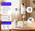 Upgrated 5-in-1 Magnetic Selfie Stick with Remote for Cell Phone 360° Rotation.Can Transforms into Mini Tripod/Camera Grip/Handheld Stabilizer/Phone Stand.Extend to 25 inches